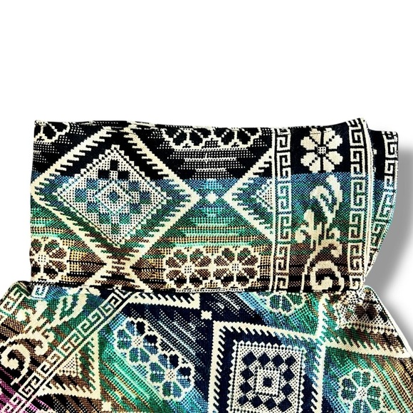 Boho Woven Poncho Womens One Size Colorful Tassels Fringe Geometric Boho Tribal - Picture 5 of 11